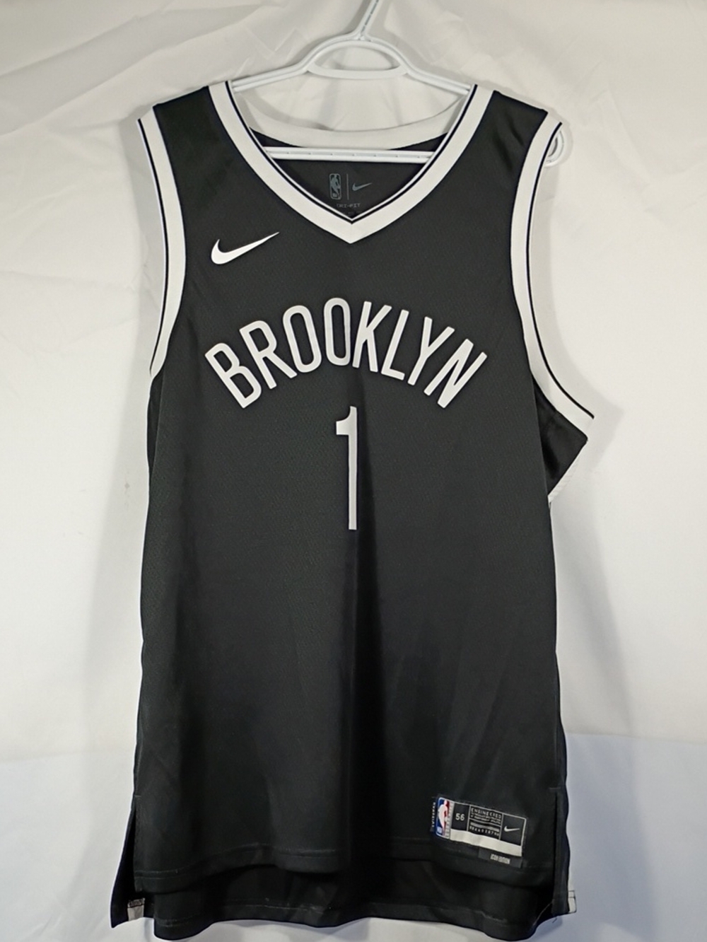EUC Mikal Bridges Brooklyn Nets Nike Black Swingman Jersey Size 56 XXL NBA